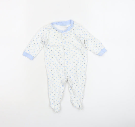 George Unisex Baby White Star Print Babygrow 0-3 Months Long Sleeve
