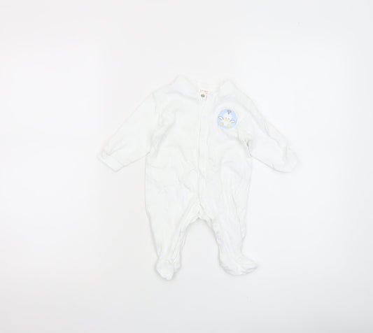 Bee Bo Unisex Baby White 0-3 Months Cotton Babygrow with Embroidered Animal Design