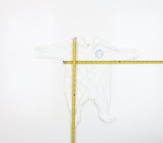 Bee Bo Unisex Baby White 0-3 Months Cotton Babygrow with Embroidered Animal Design