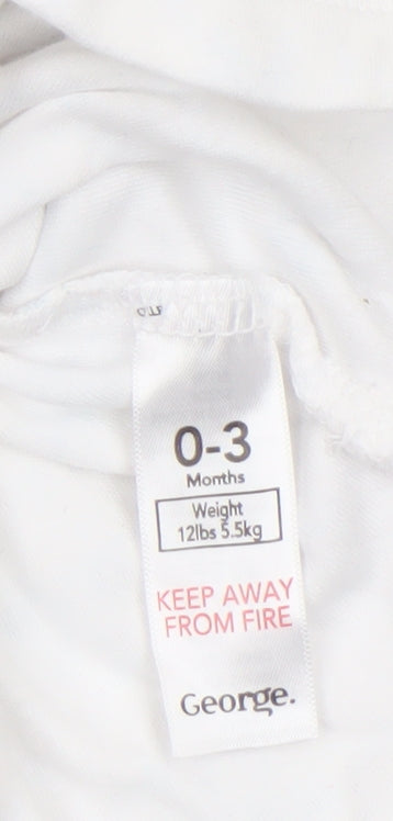 Additional view of George unisex baby white animal print 0-3 months cotton babygrow