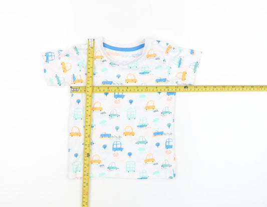 Dunnes Stores Unisex Baby White Car Print Cotton T-Shirt 12-18 Months