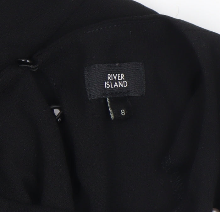 Womens UK Size 8 River Island Black Kimono Blouse