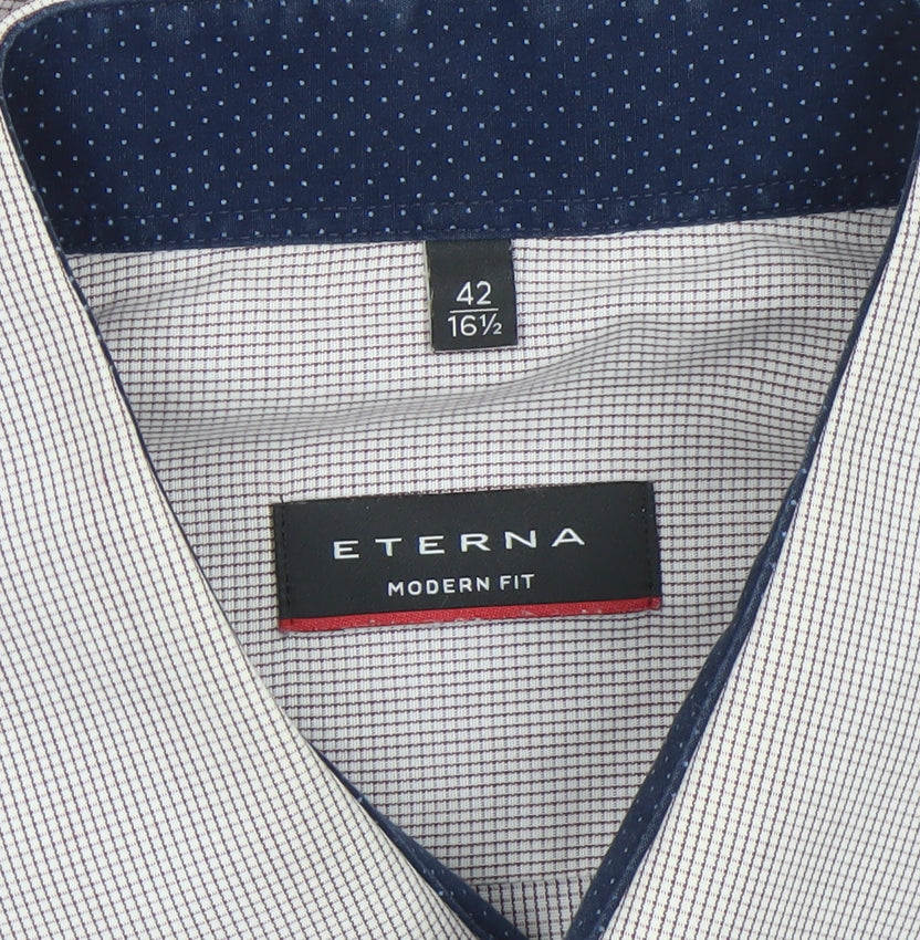 Mens UK Collar Size L Eterna Smart Beige Dress Shirt