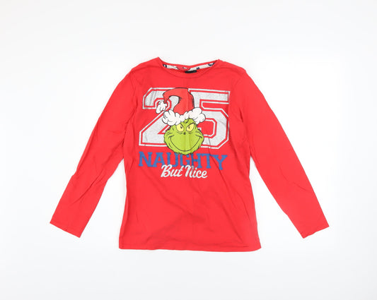 Dr. Seuss Boys Red The Grinch Long Sleeve Christmas Pyjama Top 10-11 Years
