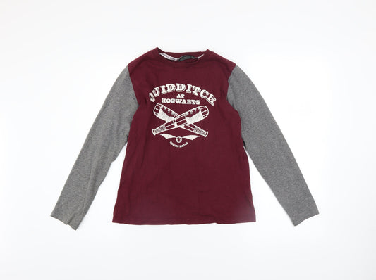 Harry Potter Boys Red Grey Long Sleeve Quidditch Pyjama Top 11-12 Years