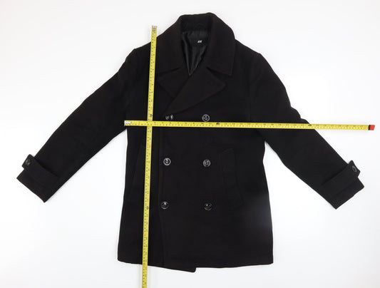 Mens UK Size 36 H&M Black Pea Coat
