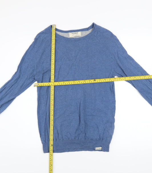 Mens UK Size M Pull & Bear Blue Pullover Jumper