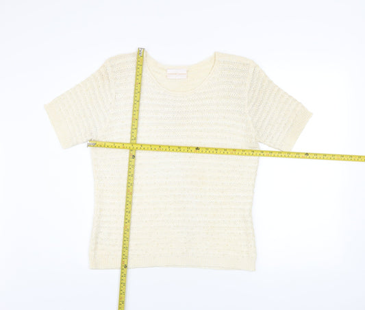 Womens UK Size L Country Casuals Ivory Basic T-Shirt