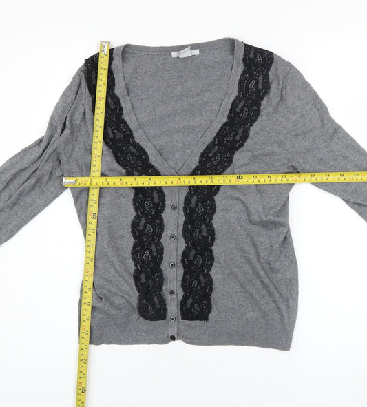Womens UK Size 8 H&M Grey Cardigan Jumper