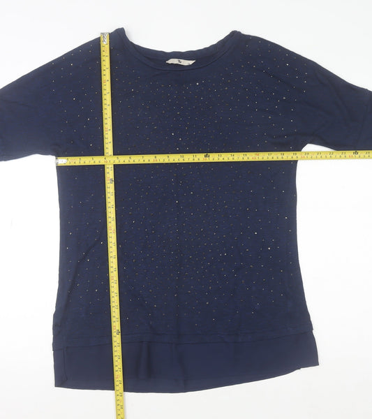 Tu Women Blue Long Sleeve Beaded Tunic Top Size 12