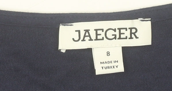 Womens UK Size 8 Jaeger Blue Wrap Blouse