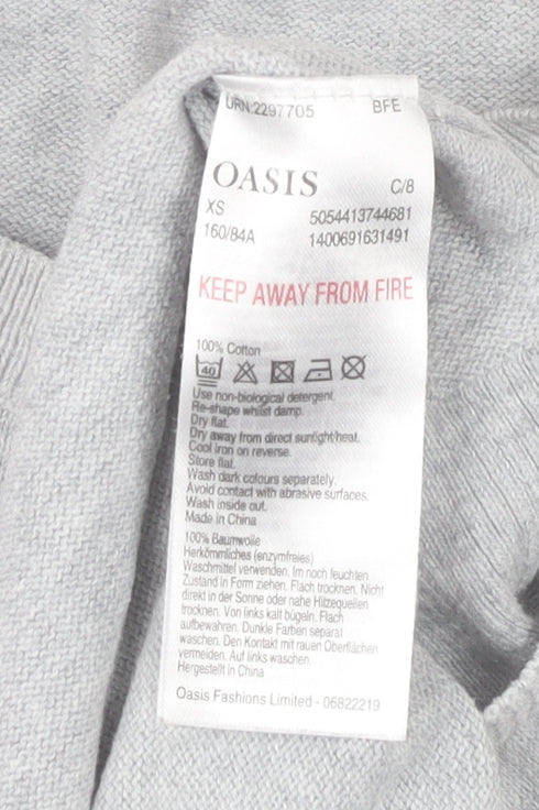 Womens UK Size XS Oasis Grey Pullover Jumper