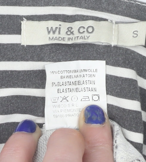 Womens UK Size S Wi & Co Grey Basic T-Shirt
