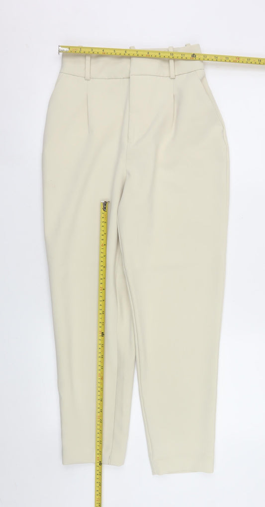 Womens UK Size XS Zara Slim Fit Business Casual Workwear Beige Trousers