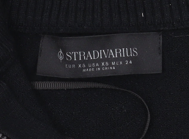Womens UK Size XS Stradivarius Black Pullover Sweatshirt