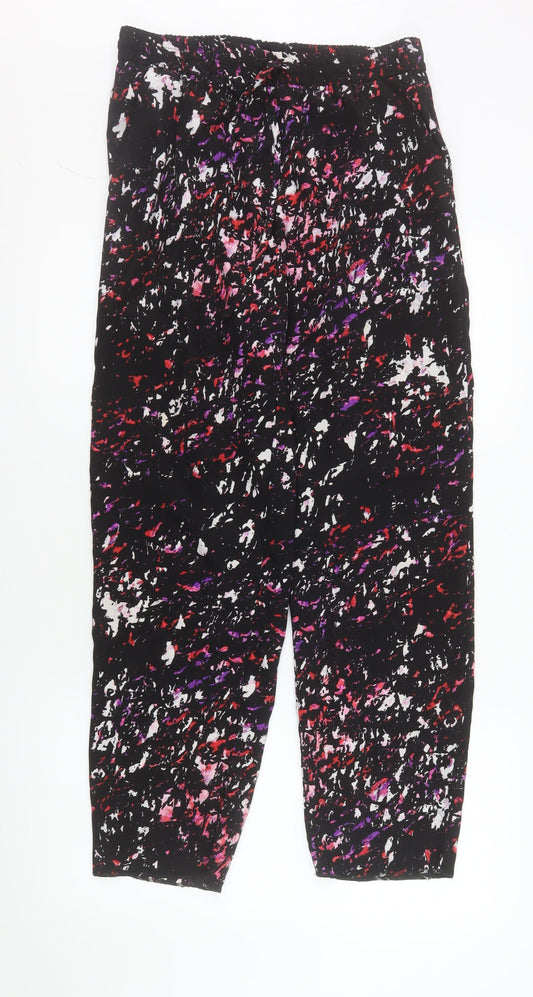 Womens UK Size 12 Warehouse Relaxed Fit Cropped Multicoloured Trousers