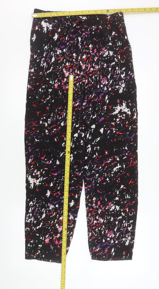 Womens UK Size 12 Warehouse Relaxed Fit Cropped Multicoloured Trousers