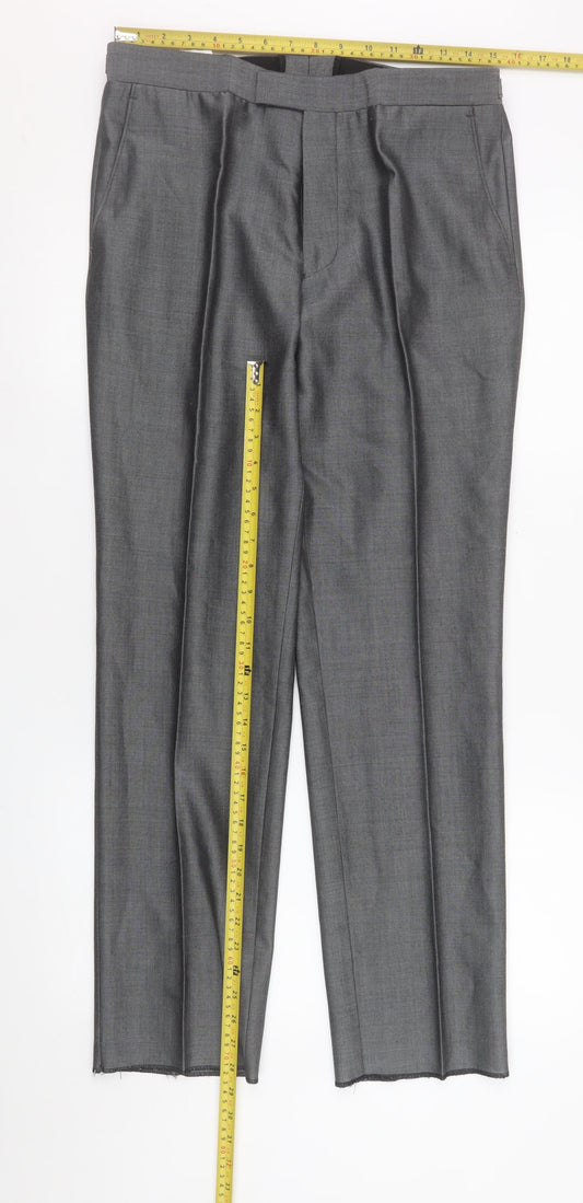 Mens UK Size 32S Torre Classic Fit Dress Pants Grey Trousers