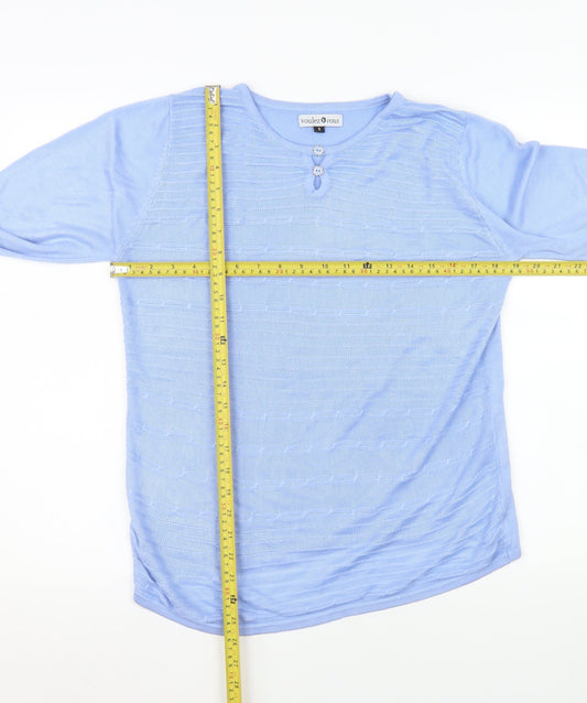 Womens UK Size S Voulez Vous Blue Henley Jumper
