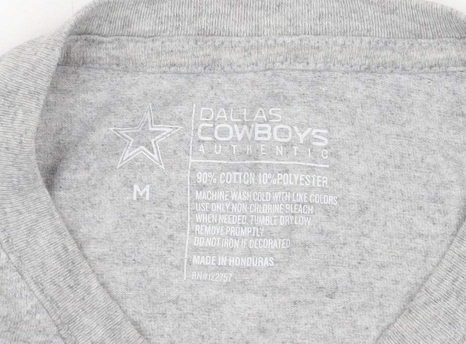 Mens UK Size M Dallas Cowboys Authentic Grey T-Shirt
