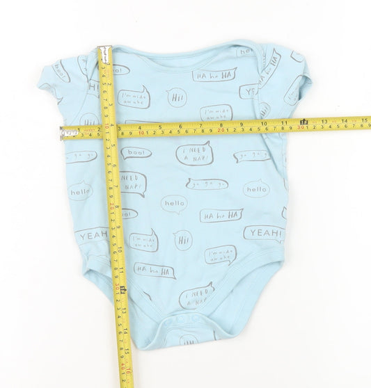 Marks and Spencer Blue Unisex 18-24 Months Short Sleeve Babygrow