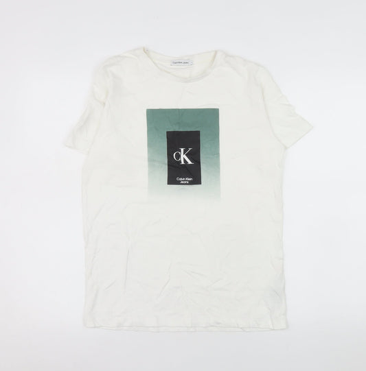 Womens UK Size 16 Calvin Klein Jeans White Basic T-Shirt