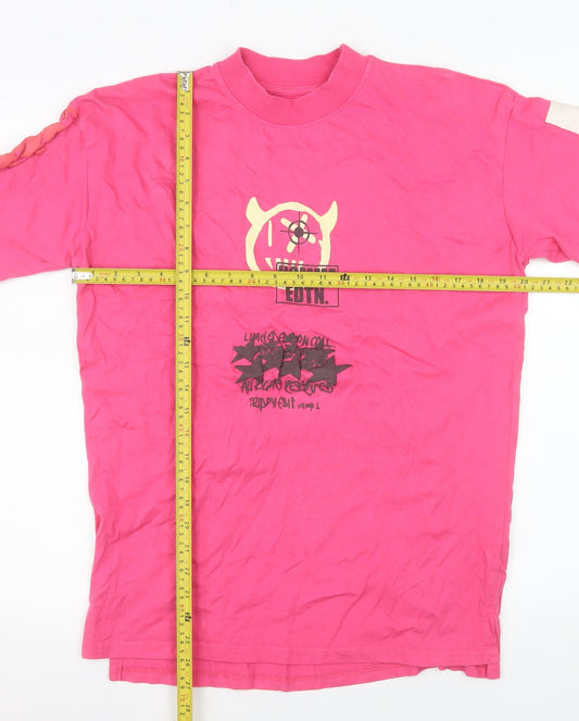 boohooMAN Men’s Pink Graphic Print Crew Neck Cotton T-Shirt XS