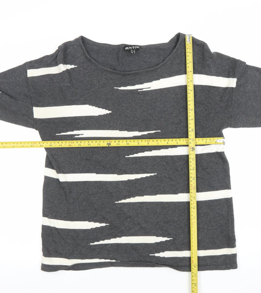 Womens UK Size 14 Marble Grey Basic T-Shirt