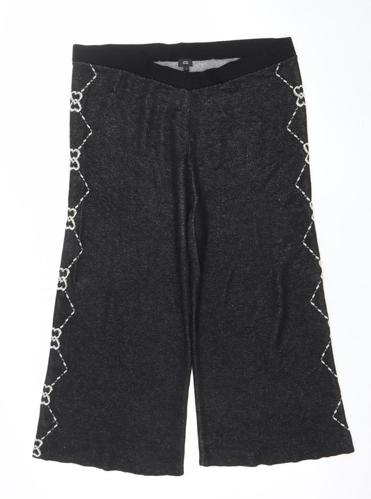 Womens UK Size L River Island Regular Fit Culottes Black Trousers
