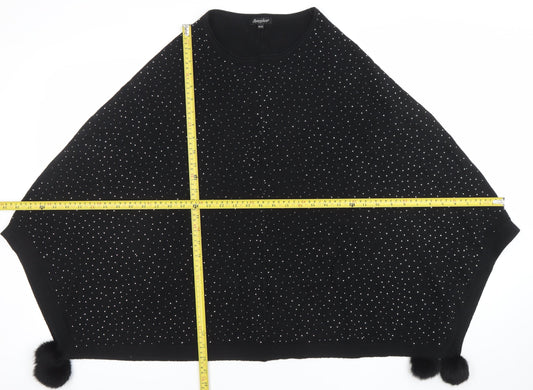 Womens UK Size One Size Oberston Black Cape Jumper