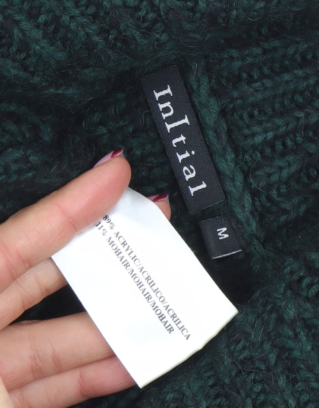 Womens UK Size M Initial Green Pullover Jumper