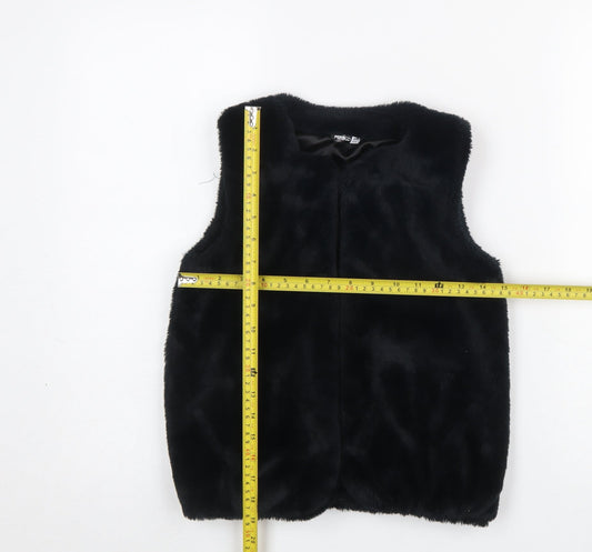 Pep&Co Girls Black Faux Fur Waistcoat 8-9 Years Lined Soft Shell