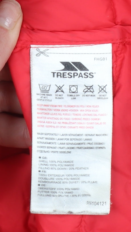 Womens UK Size 2XS Trespass Red Puffer Jacket