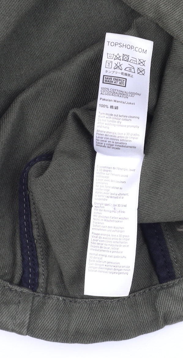 Womens UK Size 8 Topshop Green Parka Coat