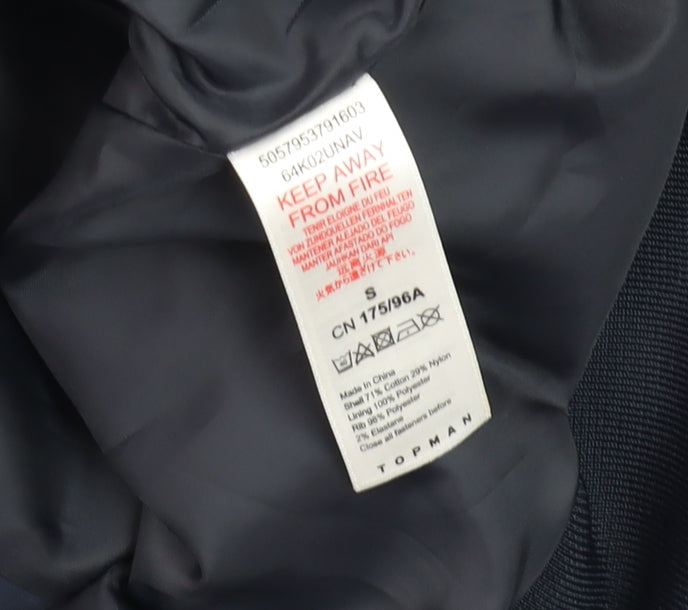 Mens UK Size S Topman Blue Bomber Jacket