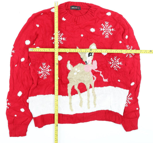Womens UK Size 4 Why Not? Red Pullover Jumper