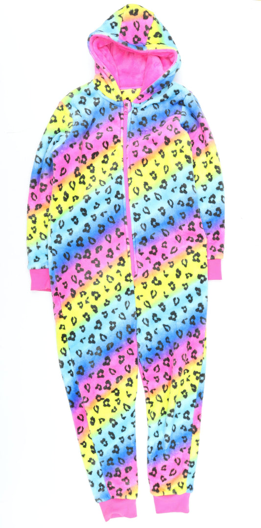 Dunnes Stores Boys Multicoloured Fleece Hooded One Piece Pyjamas Size 10 Years