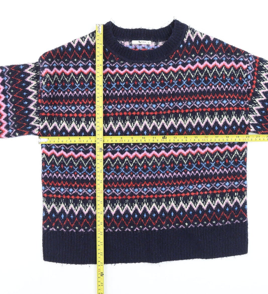 Tu Women’s Multicoloured Fair Isle Knit Jumper Size 12 Crew Neck