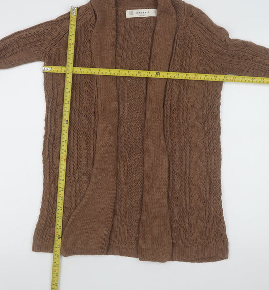 Womens UK Size S Zara Brown Cardigan Jumper