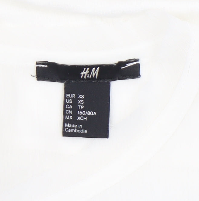 Womens UK Size XS H&M White Basic T-Shirt