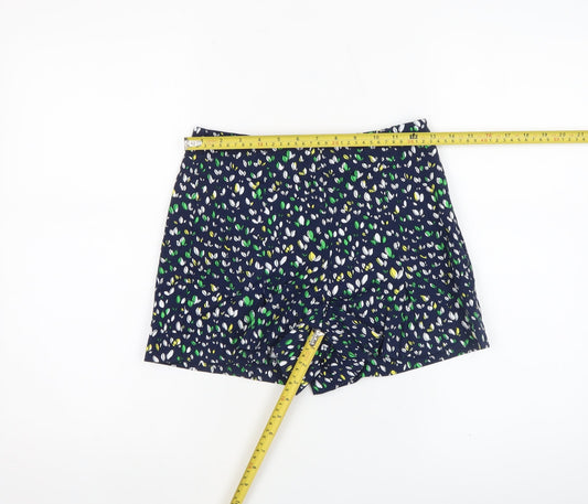 Zara Women Blue Floral Print Chino Shorts XS