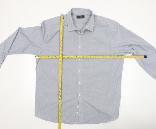 Mens UK Collar Size 19 Marks and Spencer Smart Blue Dress Shirt