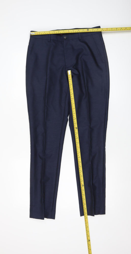 Mens UK Size 30R Taylor & Wright Regular Fit Dress Pants Blue Trousers