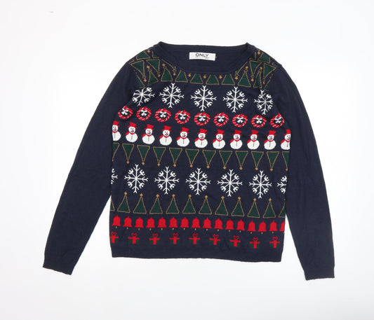 Womens UK Size L Only Blue Pullover Jumper