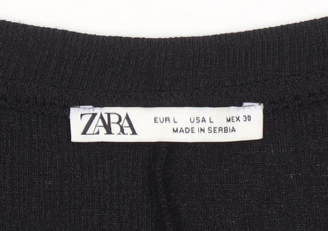 Womens UK Size L Zara Black Cropped T-Shirt