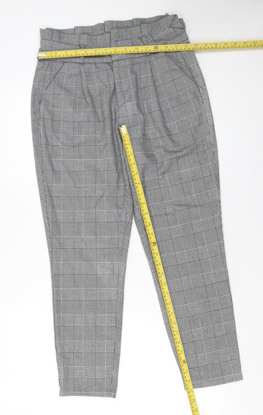 Womens UK Size M VERO MODA Regular Fit Paperbag Grey Trousers