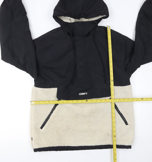 Mens UK Size S OBEY Black Anorak Coat