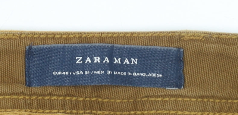 Mens UK Size M Zara Man Slim Fit Chino Brown Trousers