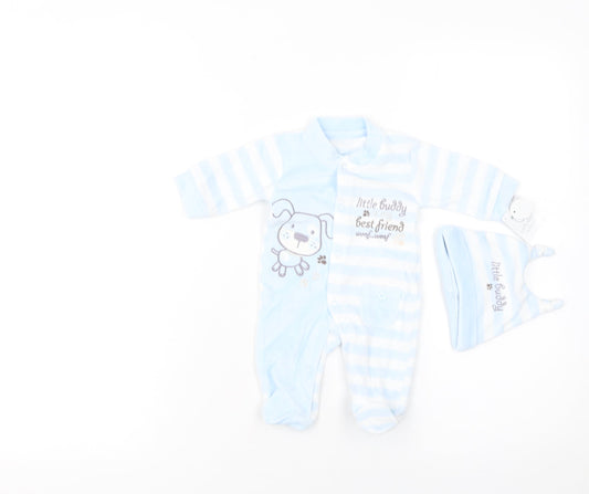 Early Days Unisex Baby Blue Striped Dog Babygrow & Hat Set 0-3 Months