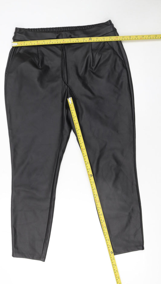 Womens UK Size 12 VERO MODA Regular Fit Jogger Black Trousers
